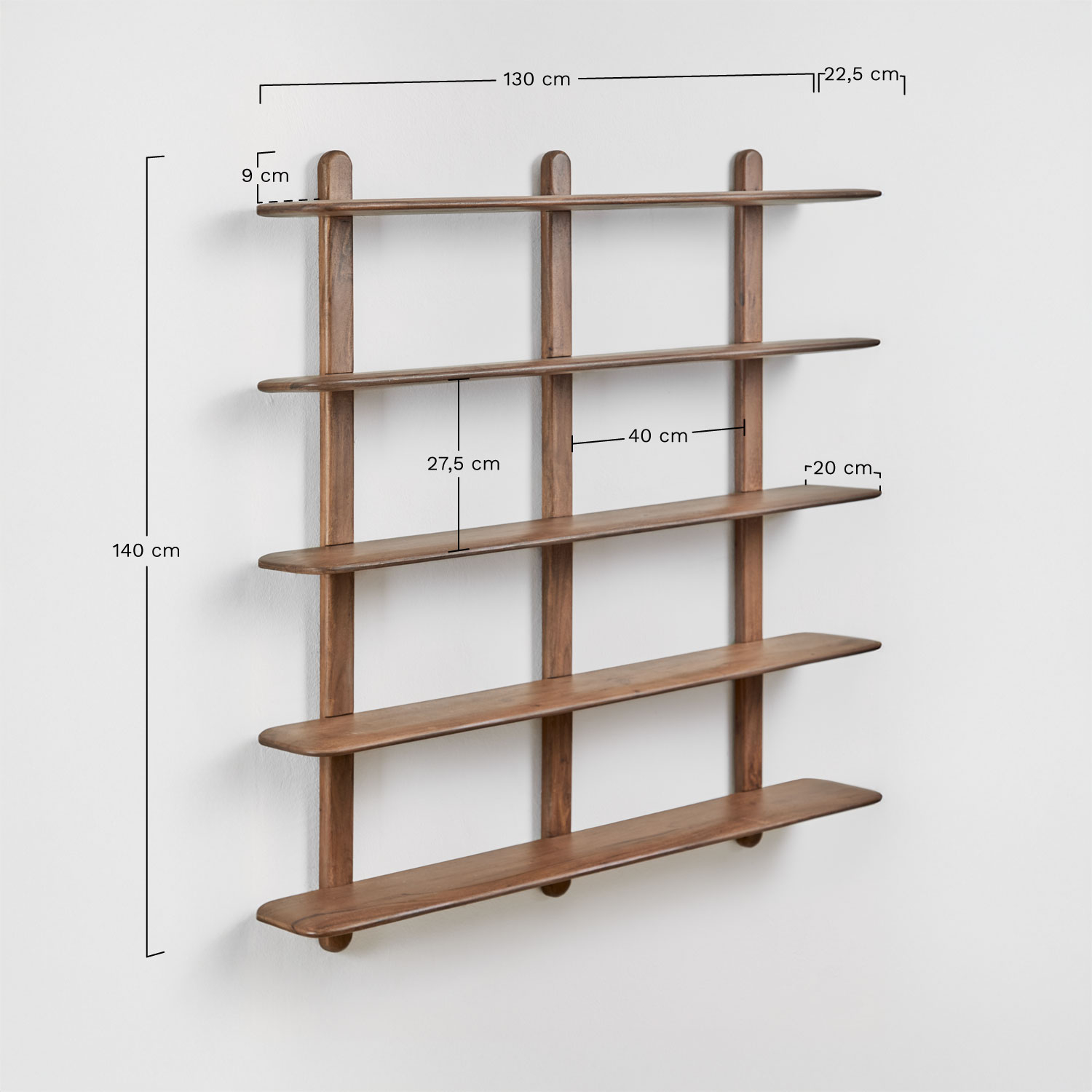 Veleta wooden wall shelf, medidas