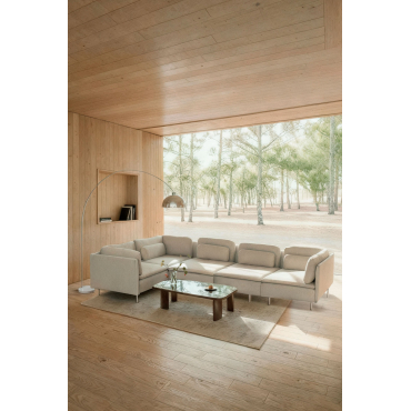 Oriol 5-piece Modular Corner Sofa Fabric Cream Beige - Sklum