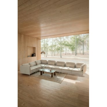 Oriol 7-piece Modular Corner Sofa Fabric Cream Beige - Sklum