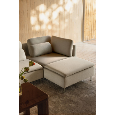 Right Chaise Longue Module With Armrests For Oriol Modular Sofa Chaise Longue With Armrests & Fabric Cream Beige - Sklum