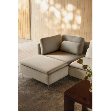 Left Chaise Longue Module With Armrests For Oriol Modular Sofa Chaise Longue With Armrests & Fabric Cream Beige - Sklum