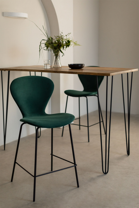 2-Pack high stools 65 cm in jungle green velvet and black iron legs Uit - Velvet Jungle Green