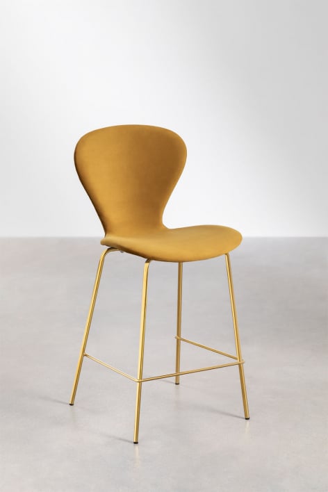 4-Pack high stools 65 cm in mustard velvet and gold iron legs Uit - Velvet Mustard