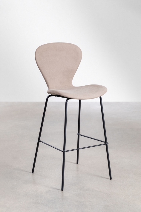 4-Pack high stools 75 cm in light nude brown fabric and black iron legs Uit - Fabric Light Brown Nude