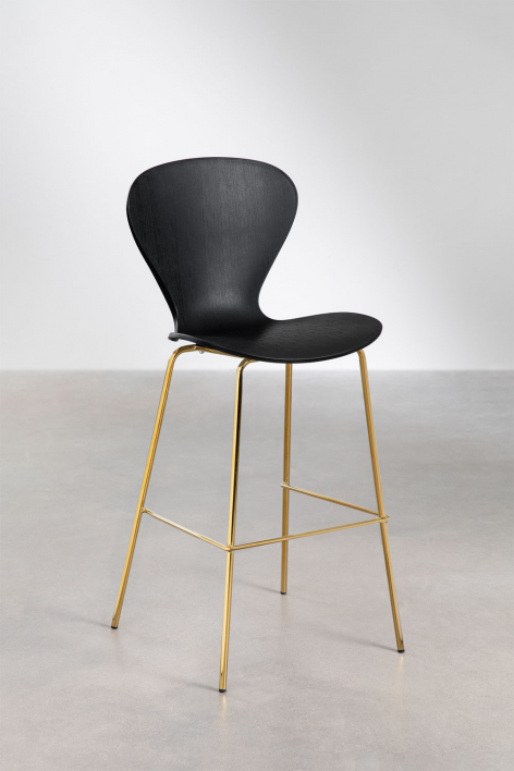 4-Pack high stools 75 cm black and gold iron legs Uit - Black Polypropylene