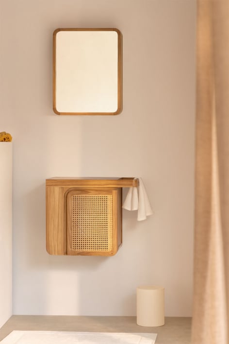 Suspended bathroom furniture set 60x40 cm in teak wood Georgy - teak wood