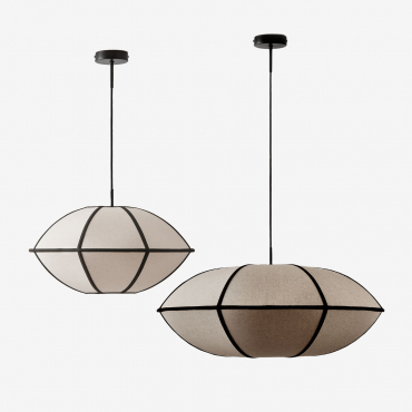 Set Of 2 Hanging Ceiling Lamps In Patraix Linen Black - Sklum