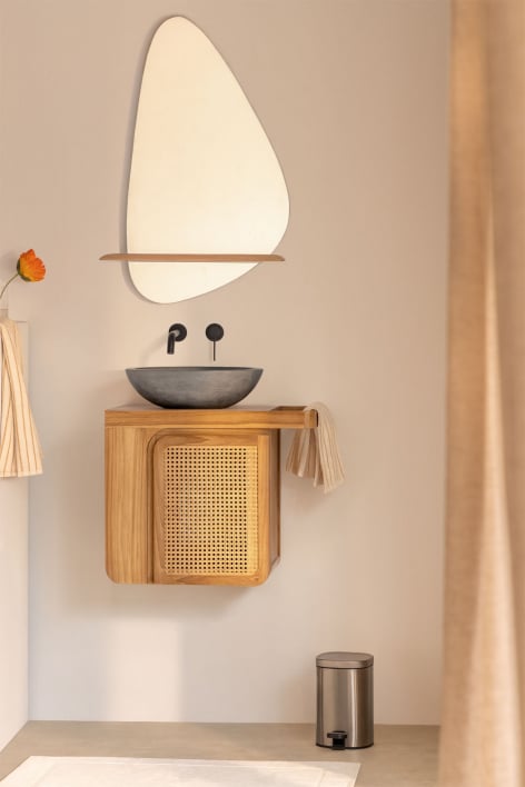 Suspended bathroom furniture set 60x40 cm in teak wood Georgy - teak wood