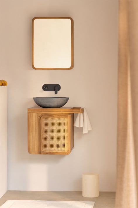 Suspended bathroom furniture set 60x40 cm in teak wood Georgy - teak wood