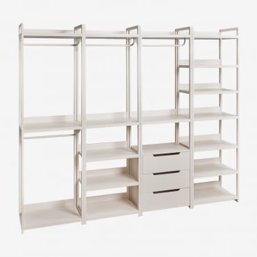 Velunis 4-piece Open Modular Wardrobe With Iron Shelving Gardenia White - Sklum