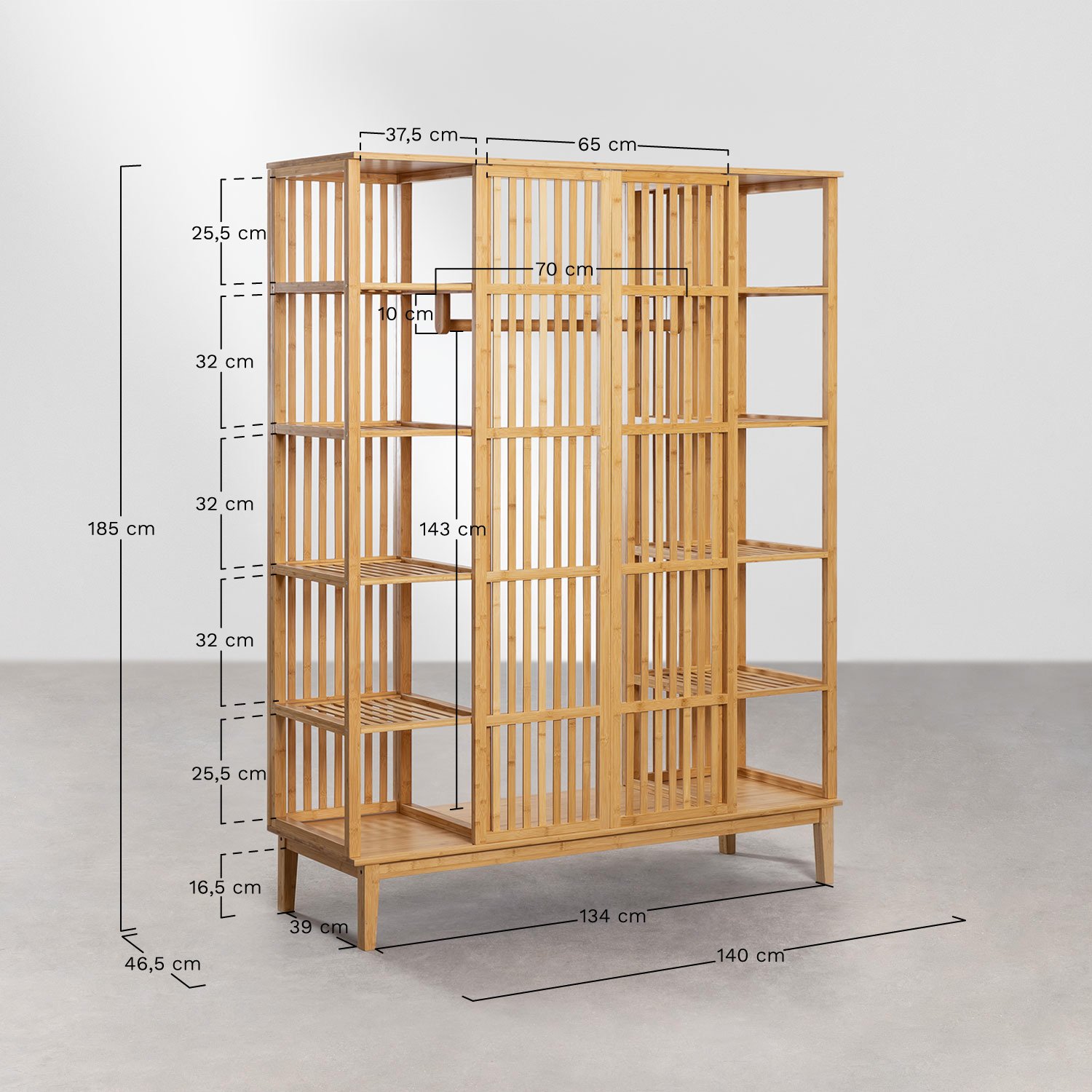 Albin Bamboo Open Wardrobe, medidas