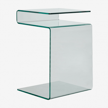 Rectangular Bedside Table 40x35 Cm In Diora Tempered Glass Clear - Sklum