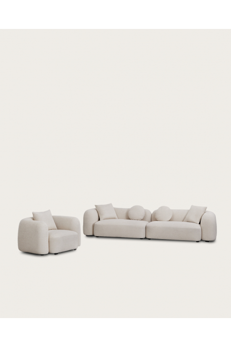 2-piece modular sofa and armchair living room set in Coco chenille