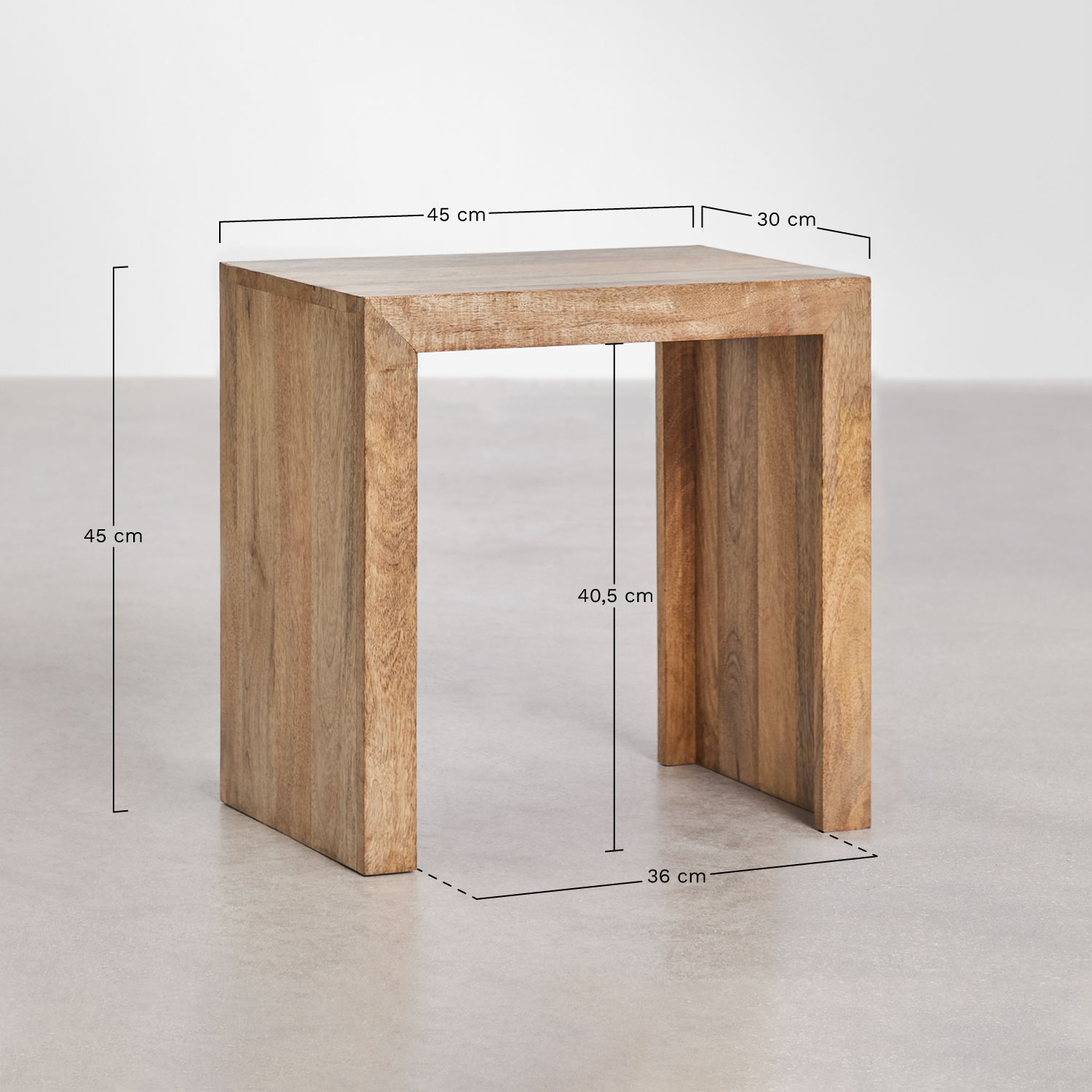 Rectangular nesting side tables in Woodsen mango wood, medidas