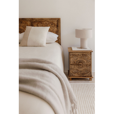 Wiluna Mango Wood Rectangular Bedside Table 40x30 Cm Mango Wood - Sklum