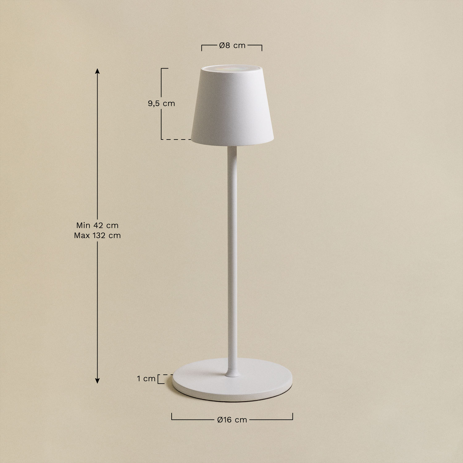 Isona wireless LED floor lamp for outdoor use, medidas