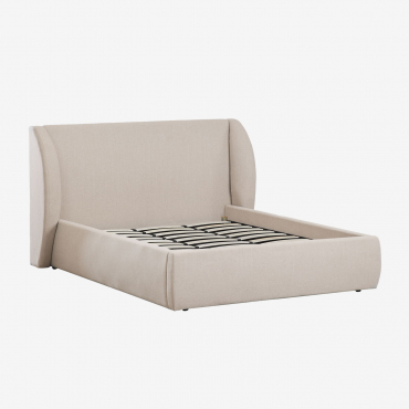 Cabargi Fabric Bed Fabric Beige & 180 X 200 Cm - Sklum