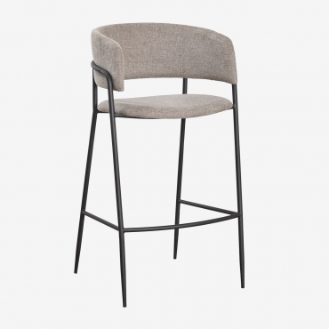 Nalon Upholstered High Stool ↑75 Cm & Black & Fabric Sand Brown - Sklum