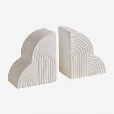 Set Of 2 Belzer Ceramic Bookends White - Sklum