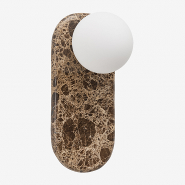 Hailey Marble Wall Sconce With Crystal Ball Brown Marble Emperador - Sklum