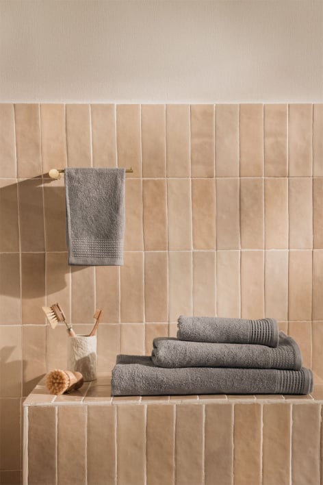 Set of 4 terry cotton towels with Claritone border