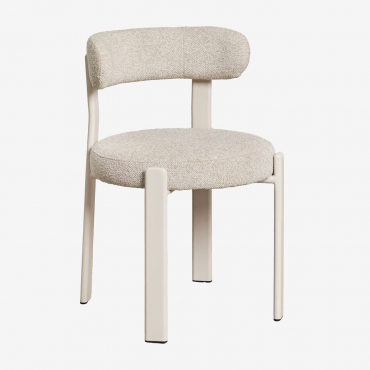 Jolie Upholstered Dining Chair With Iron Frame Gardenia White & Bouclé Cream Beige - Sklum