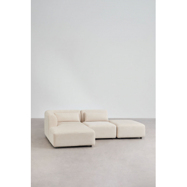 Fogler 2-piece Left Chaise Longue Modular Sofa With Ottoman Corduroy Beige Nature - Sklum