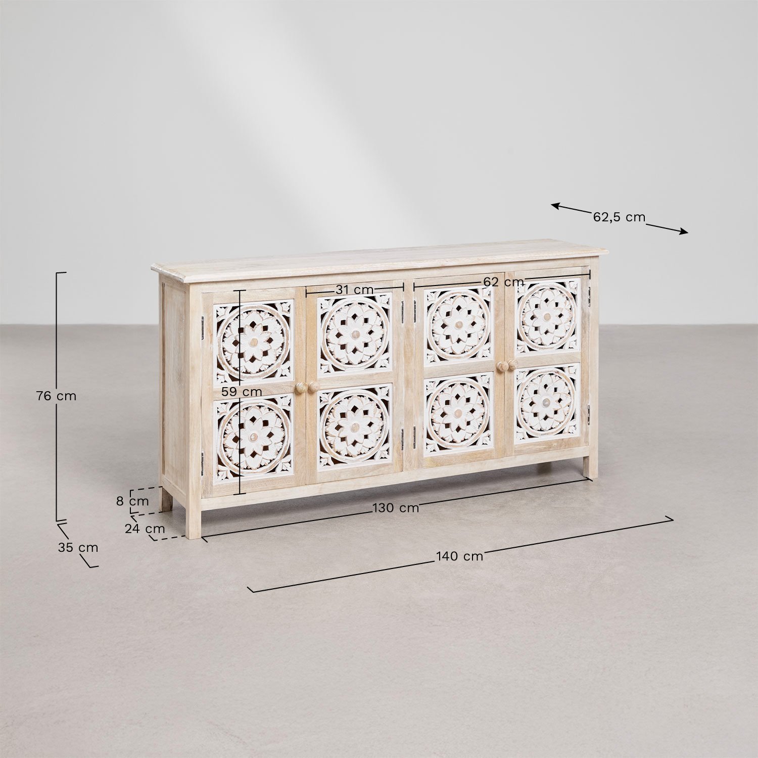 Ardel mango wood sideboard, medidas