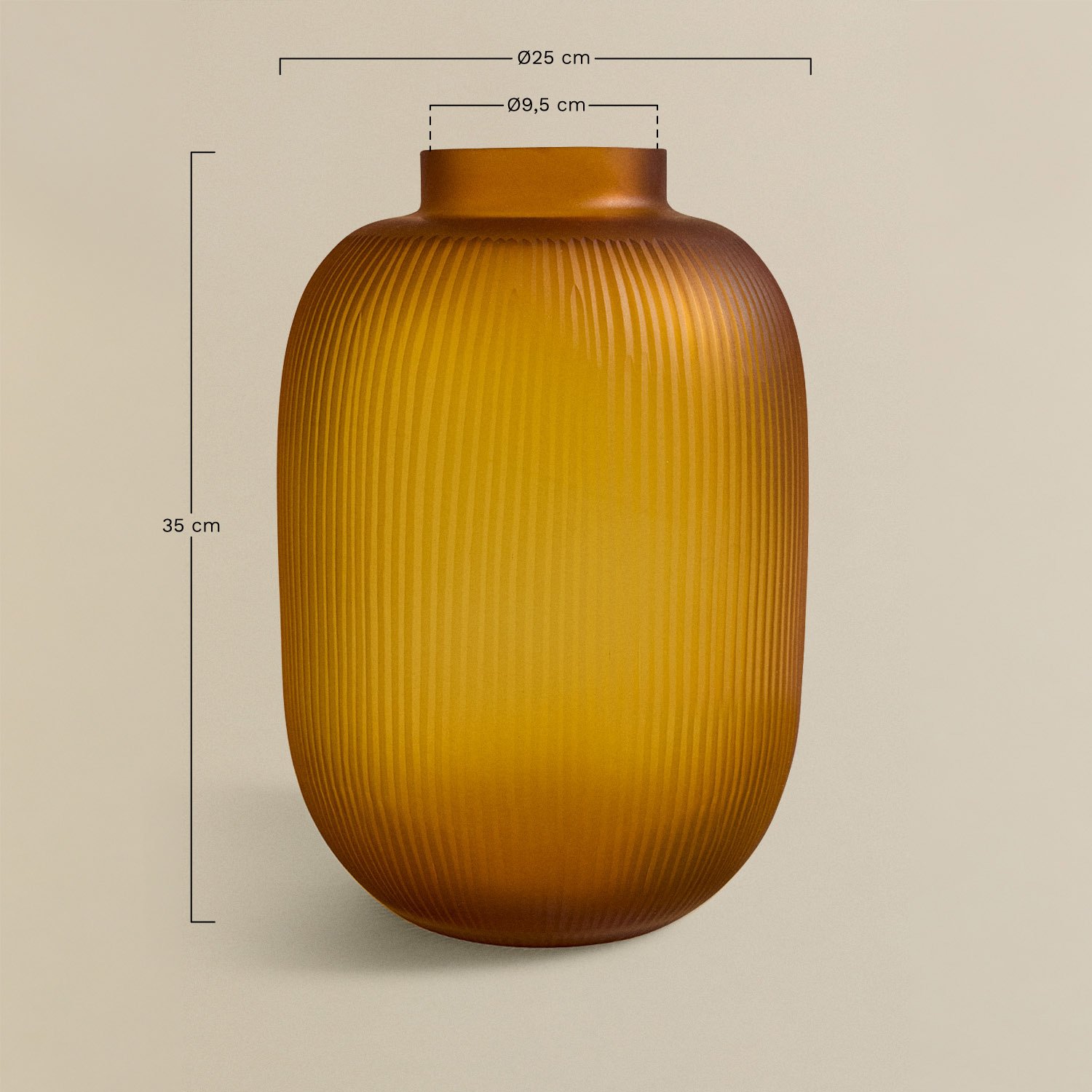 Jerinsen glass vase, medidas