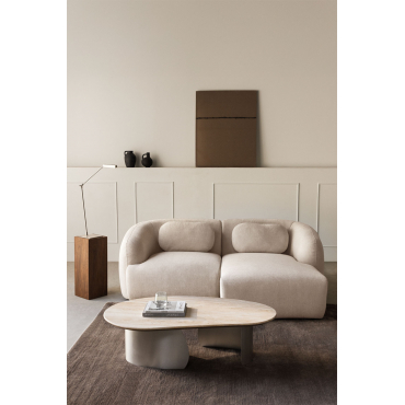 Right 2-piece Modular Chaise Longue Sofa In Coquette Chenille Cream Beige Chenille - Sklum