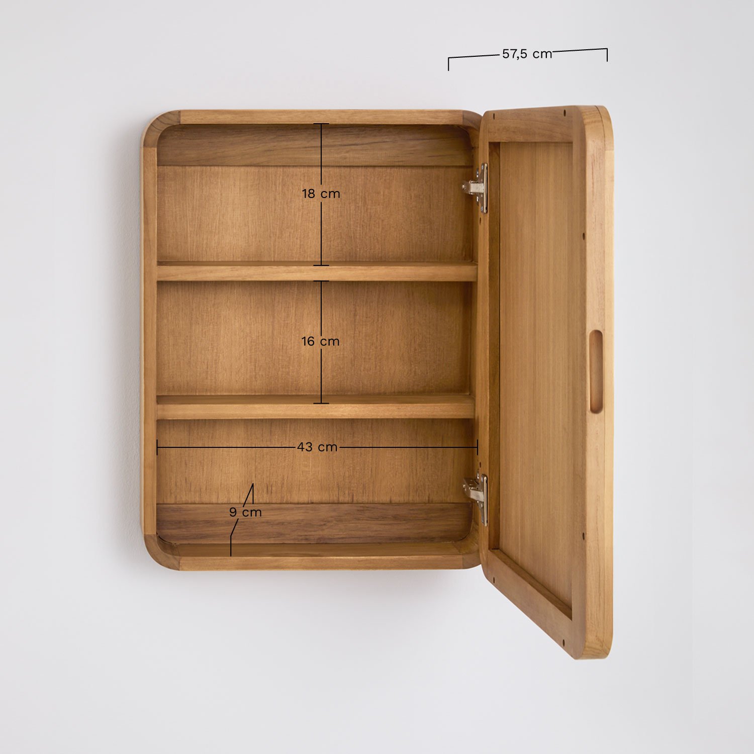 Neill suspended teak wood bathroom furniture set, medidas