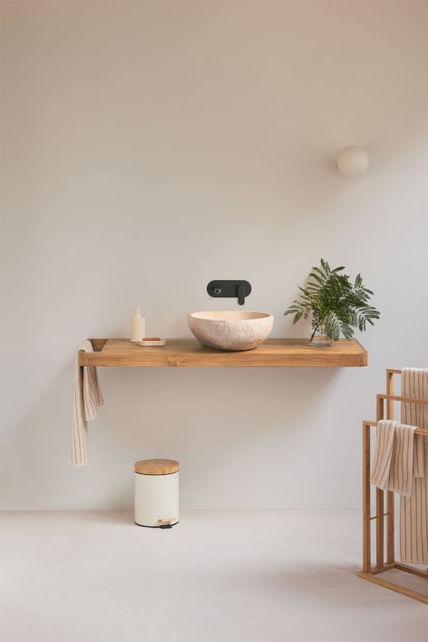 Suspended bathroom furniture set 130x45 cm in teak wood Neill - teak wood