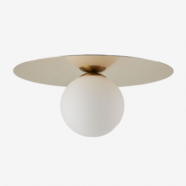 Anine Iron And Glass Ceiling Lamp Golden & Ø30 Cm - Sklum