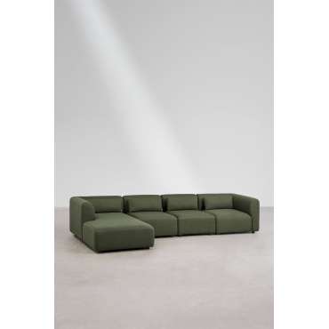 4-piece Left Modular Chaise Longue Sofa Fogler Chenille Green Sage - Sklum