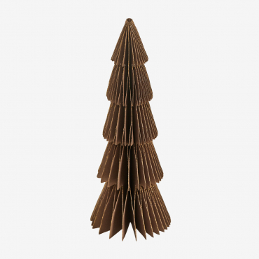 Pack Of 3 Jesper Paper Christmas Trees Caramel Brown With Gold Trim & ↑15 Cm - Sklum