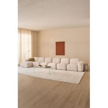 Bastian 6-piece Left Chaise Longue Modular Sofa Thick Chenille White - Sklum