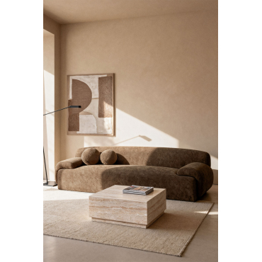 3-seater Shirina Upholstered Sofa Coffee Brown Chenille - Sklum