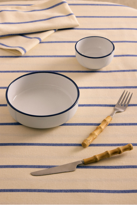 Set of 2 Ronilena stoneware bowls - White Gardenia - Blue Ken