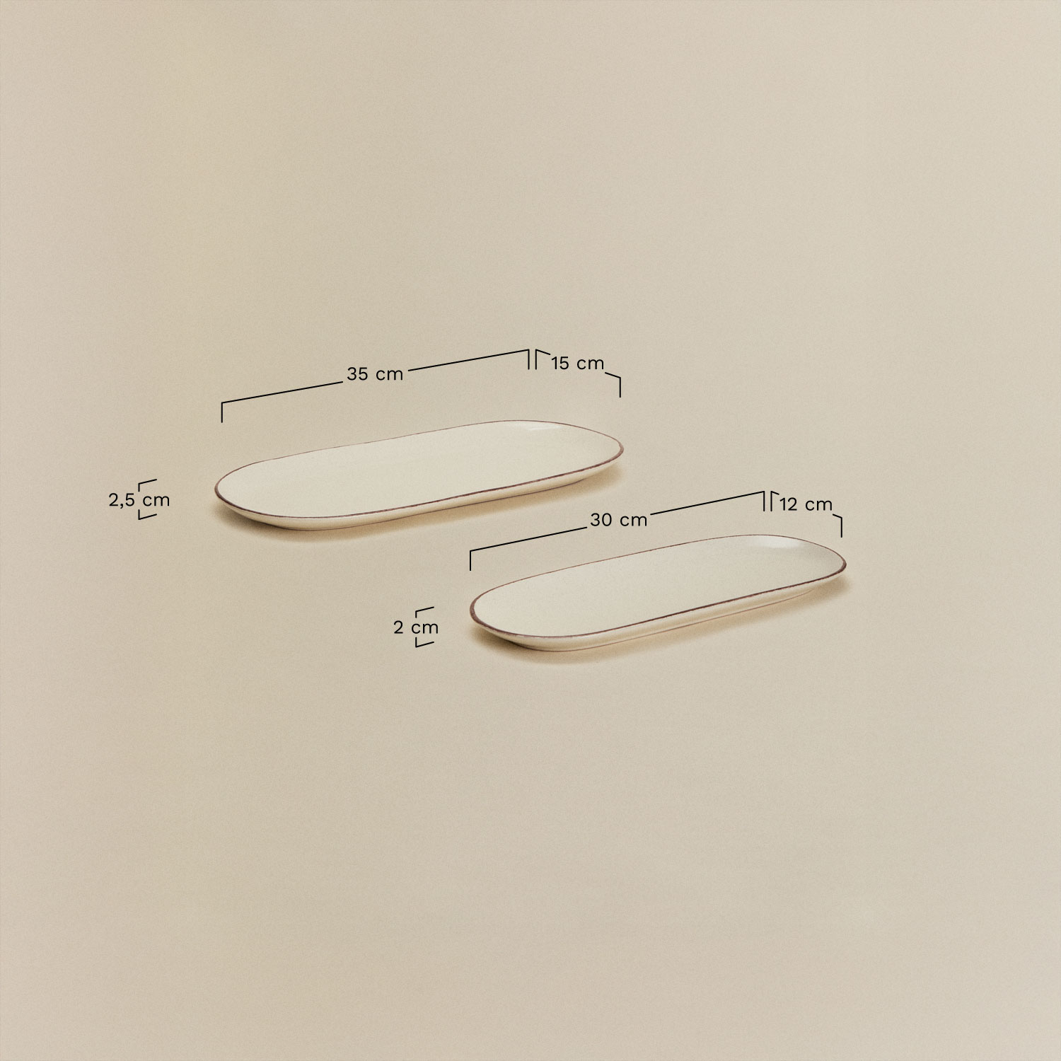 Set of 2 Ronilena stoneware trays, medidas
