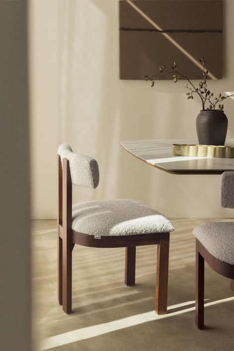 Argider upholstered dining chair -  Off White Bouclé Fabric