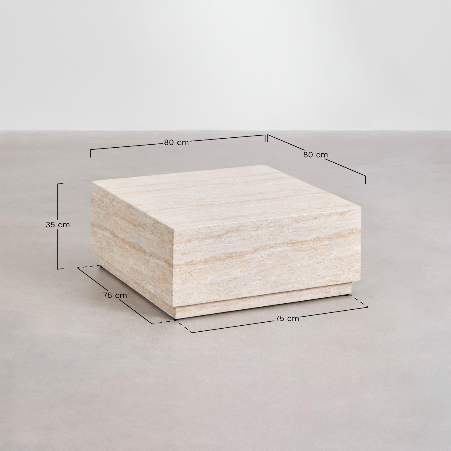 Imala travertine look cement coffee table, medidas
