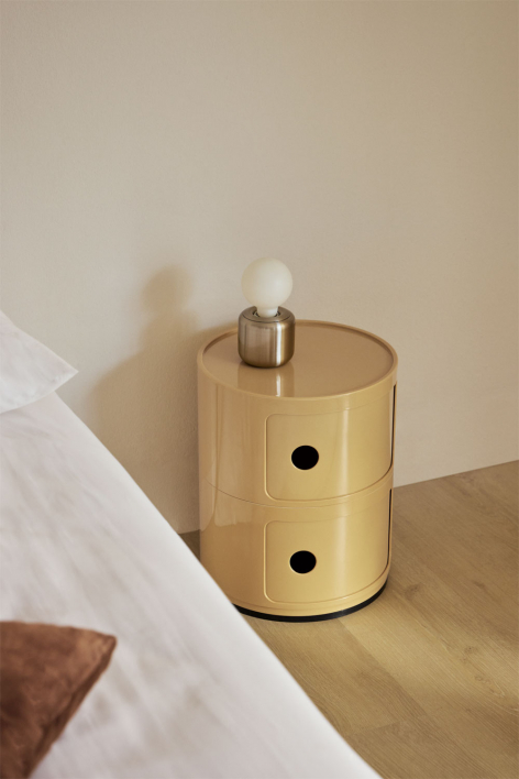 Round bedside table Ø30 cm with shelves Babel - Light Mustard