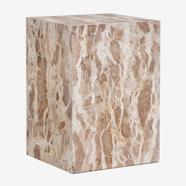 Square Side Table 35x35 Cm In Natural Aluret Stone Marble Natural Colours - Sklum
