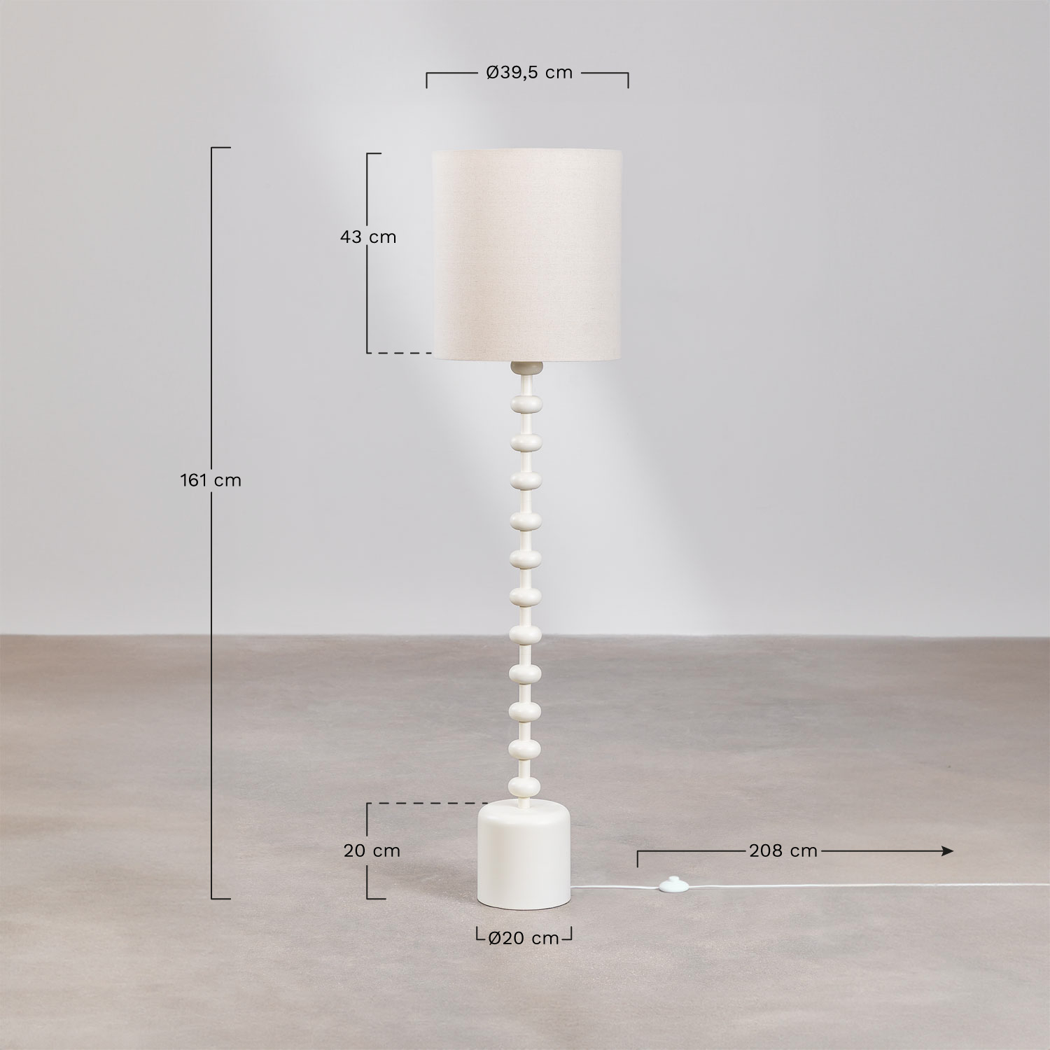 Alieta linen floor lamp, medidas