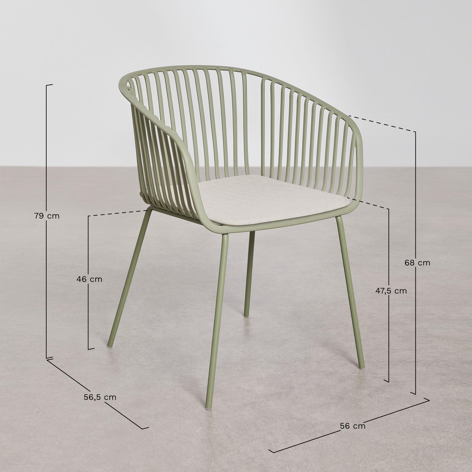 Pack of 2 garden chairs with armrests in polypropylene Aradina, medidas