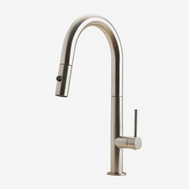 Outdoor Kitchen Faucet With High Pull-out Spout In Stainless Steel Eryne Brushed Grey - Sklum