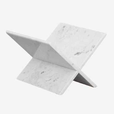 Kristoff Marble Magazine Rack White Marble Banswara - Sklum