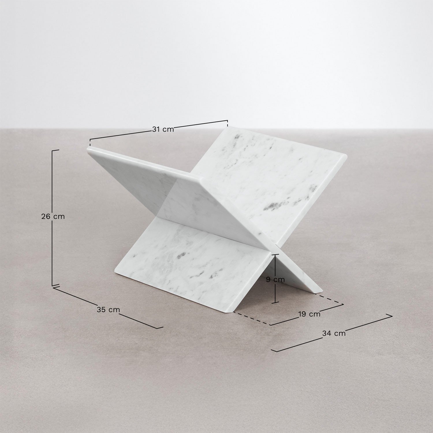 Kristoff marble magazine rack, medidas