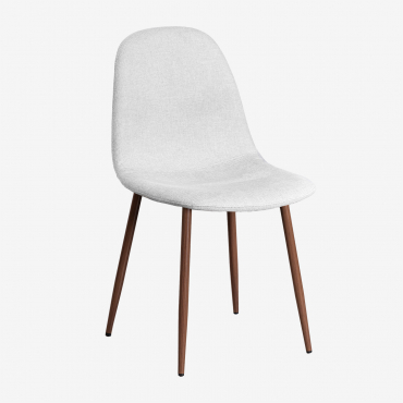 Glamm Upholstered Dining Chair Dark Wood & Fabric Off-white & Fabric - Sklum