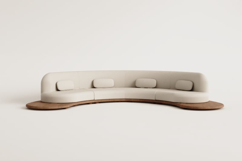 4-piece U-shaped garden modular sofa in acacia wood Gerard